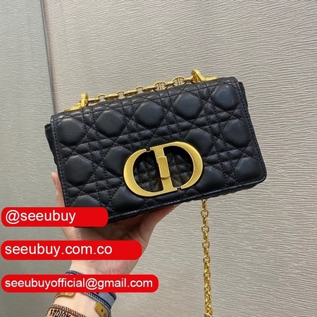 Wholesale Dior Caro 20cm Bag Black Supple Cannage Calfskin