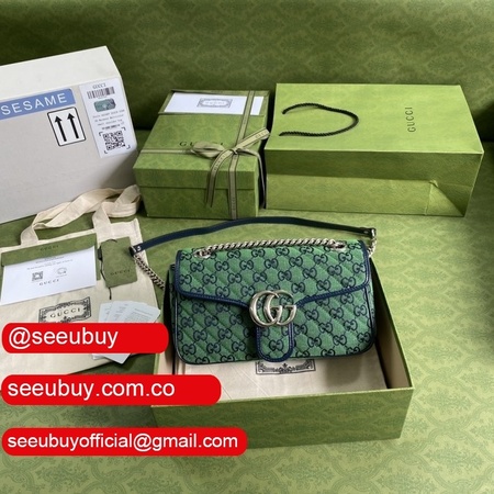 Gucci Knockoff 443497 GG Marmont matelasse shoulder green bag