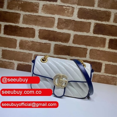 Replica 446744 Gucci White GG Marmont matelasse mini bag