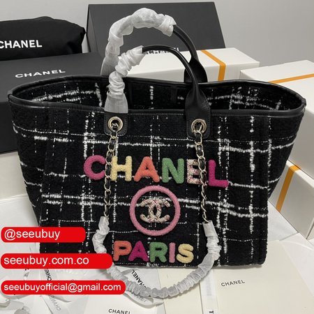 Chanel 22k Latest Colorful Letters Beach Tote Bag